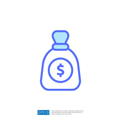 Blue Icon of Money Bag Symbolizing Wealth and Financial Management in Modern Finance