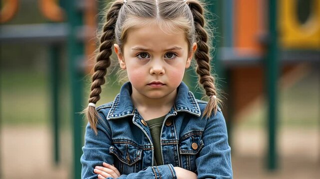 Angry Little Girl - Child expressing frustration in playground