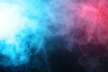 Beautiful smoke in neon lights on dark background