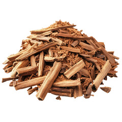 Aromatic Pile of Natural Wood Shavings for Crafting and Aromatherapy in a Rustic Setting on transparent background