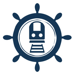 Vehicle themed icon logo with navy blue base color
