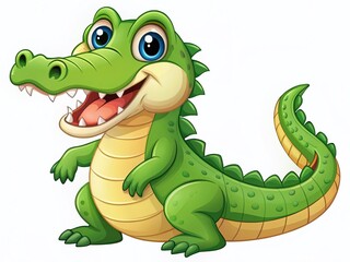 Fototapeta premium Happy Alligator Cartoon Illustration: Smiling Green Scaled Reptile Character