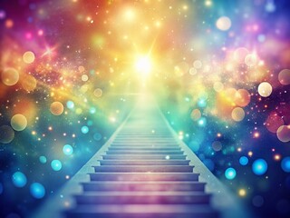 Heavenly Staircase: Hope, Afterlife, Spiritual Ascent, Divine Light, Bokeh