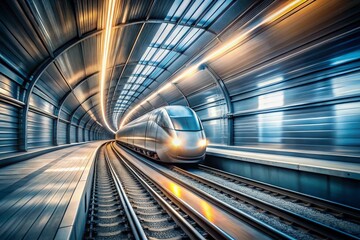 High-Speed Train Speeding Through Modern Steel Tunnel - Urban Exploration Photography