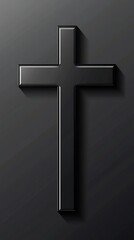 Dark, stylized Christian cross design.