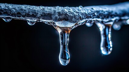 Icicle Dripping: Close-Up Minimalist Snow Ice Photography