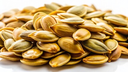 Isolated Pumpkin Seeds on White Background - High-Resolution Stock Photo