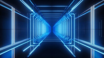 Fototapeta premium Futuristic Holographic Panels Forming Abstract Connections Across Dimensions