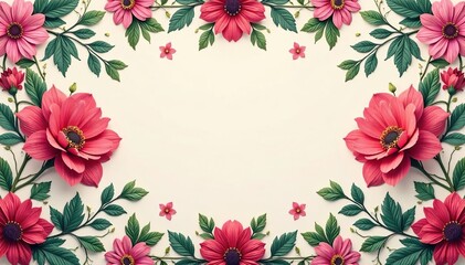 Fototapeta premium Intricate floral wallpaper with symmetrical layout, design, subtle, antique