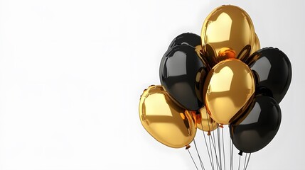 Elegant Gold and Black Balloons Bunch Party Decoration