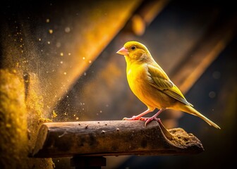 Low Light Canary in Coal Mine - Environmental Warning Stock Photo