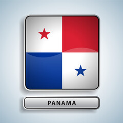 Panama flag square button Isolated on color gradient background. Exclusive Icon flag