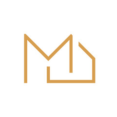 M house minimalist line logo design