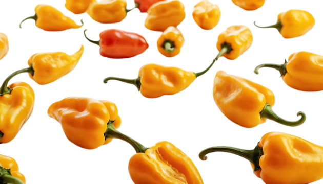 Habanero chili yellow hot pepper isolated on transparent background,vegetable, pepper, food, organic, ripe, freshness, ingredient, isolated, raw, spice, white, capsicum, red, yellow,  - Powered by Adobe