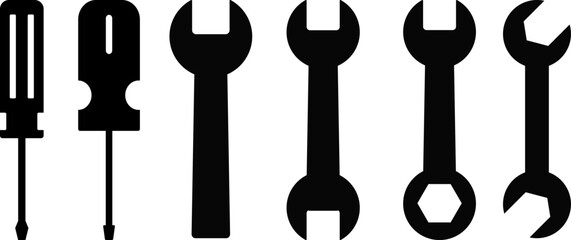Tool icon set. Screwdriver and wrench icons. Settings and repair symbol. service sign. Maintenance tools
