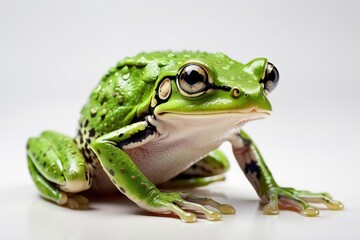 Obraz premium Green Tree Frog Close-Up – Colorful Amphibian on White Background
