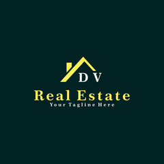 DV Initials Real Estate Logo Vector Art  Icons  and Graphics