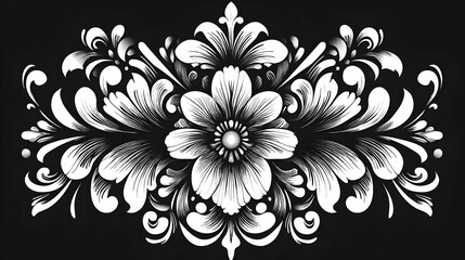 Elegant, ornate floral design with detailed scrolling patterns.