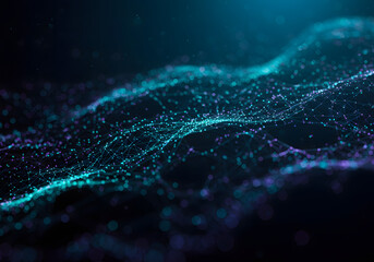 Stunning Teal and Dark Blue Abstract Particle Wave Background