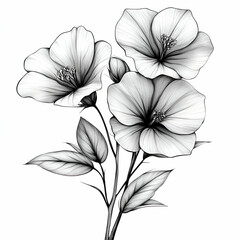 Fototapeta premium Elegant grayscale flower illustration