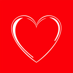 Crimson Heart: White Line Art Graphic Design