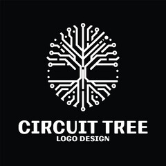 Circuit Tree Vector Logo Design