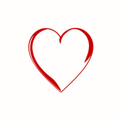Elegant Crimson Heart Outline, Swirled Design