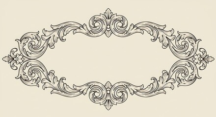 Classic Beige Vintage Frame with Ornamental Detailing - Retro Design Element
