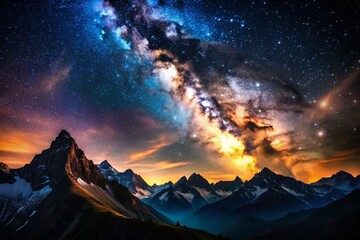 Majestic Milky Way Silhouette Over Dramatic Mountain Peaks