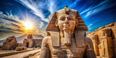 Majestic Ramses II Statue, Memphis Open-Air Museum: Ancient Egypt Landscape