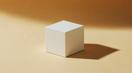 Minimal White Cube Standing Alone Clean Original Background With Subtle Shadows