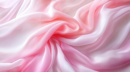Fototapeta premium Soft pink and white ombre silk fabric with gentle folds and waves.
