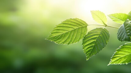 Fototapeta na wymiar Close-up of Vibrant Green Leaves with Natural Light