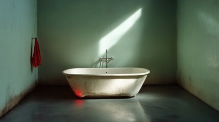 Empty antique bathtub