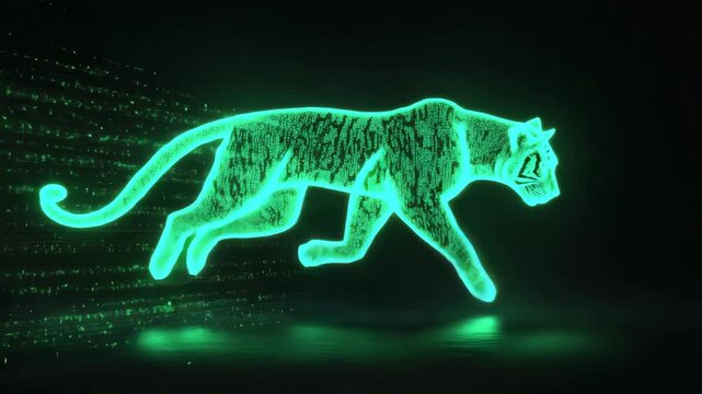 Cyber Cheetah in Motion &ndash; Neon Green Digital Speed Beast

