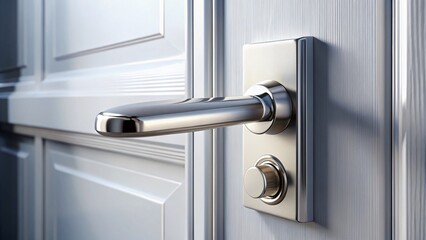 Minimalist White Door Handle Close-up Stock Photo - Clean Interior Design Detail