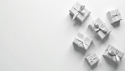 Subtle grey gift box pattern, minimalist style on white background , design, design element, surface