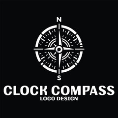 Clock Compass Vector Logo Design
