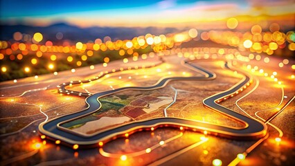 Motorland Aragon Circuit Map Poster, Spain: Stunning Bokeh Effect