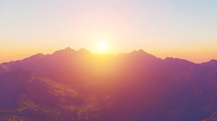 Majestic Mountain Range Bathed in Warm Sunrise Glow