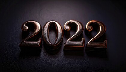 Elegant 2022 Typography on Dark Blue Leather Background