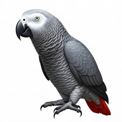 Obraz premium African Grey Parrot On White Background