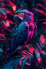 Obraz premium Vibrant Tropical Background with Neon Lights