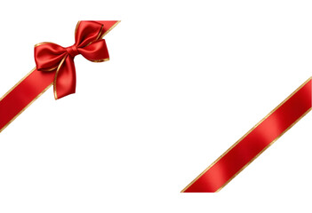 Elegant Red Gift Bow with Gold Trim on Ribbon Isolated on White for Celebration Concepts: Festive Decoration Imagery: Bow, Red, Gold, Ribbon, Gift, Isolated, White, Celebration, Festive, Decoration.