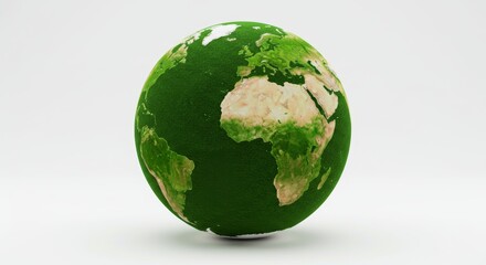 Green globe depicting Earth with grass texture highlighting environmental themes of sustainability and conservation