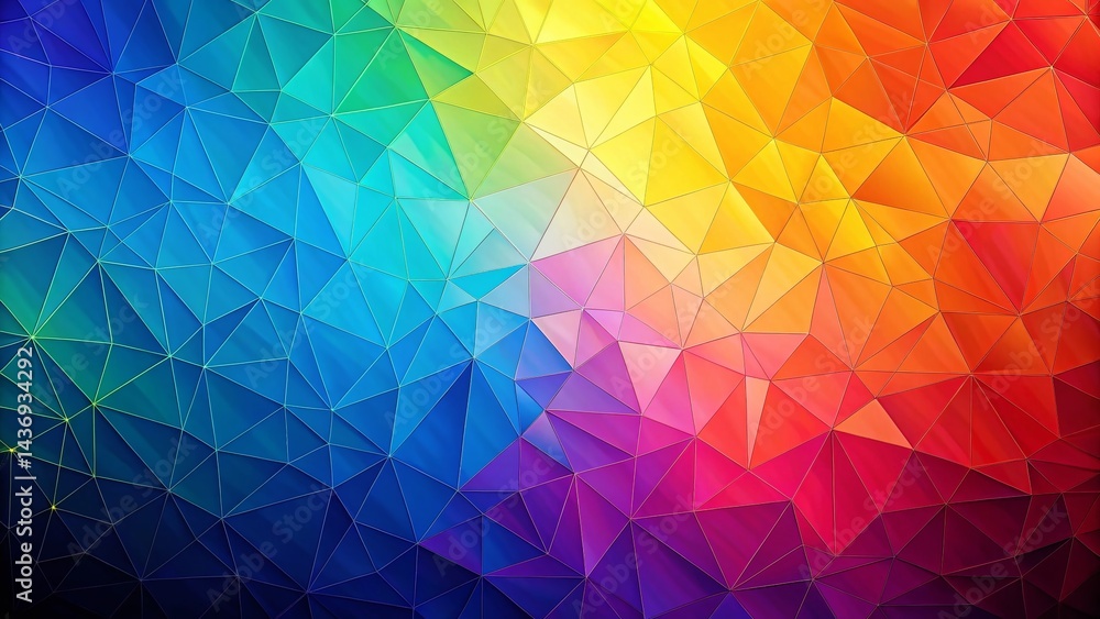 Poster panoramic abstract triangle mesh background, single color geometric design