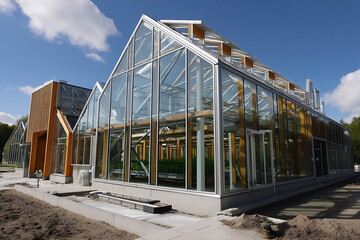 Modern Glass Greenhouse with Natural Light and Beautiful Architecture : Generative AI