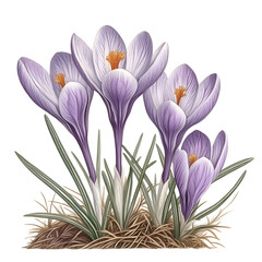 Fototapeta premium Light purple crocus flowers in springtime