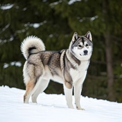 Naklejka premium Ainu (Hokkaido Dog) On White Background