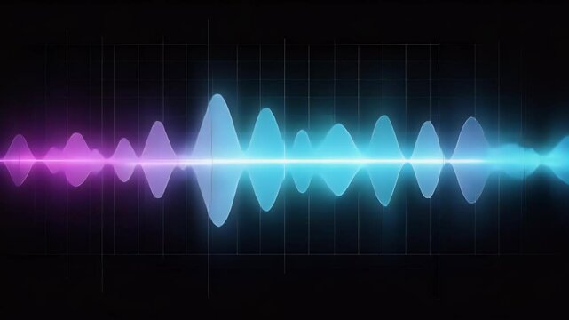 Colorful audio waveform visualization on dark background.